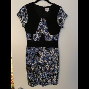 Parker Black White and Blue Floral Print